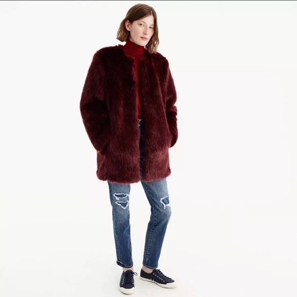 J. Crew Collection Faux Fur Coat Jacket NWT Size M